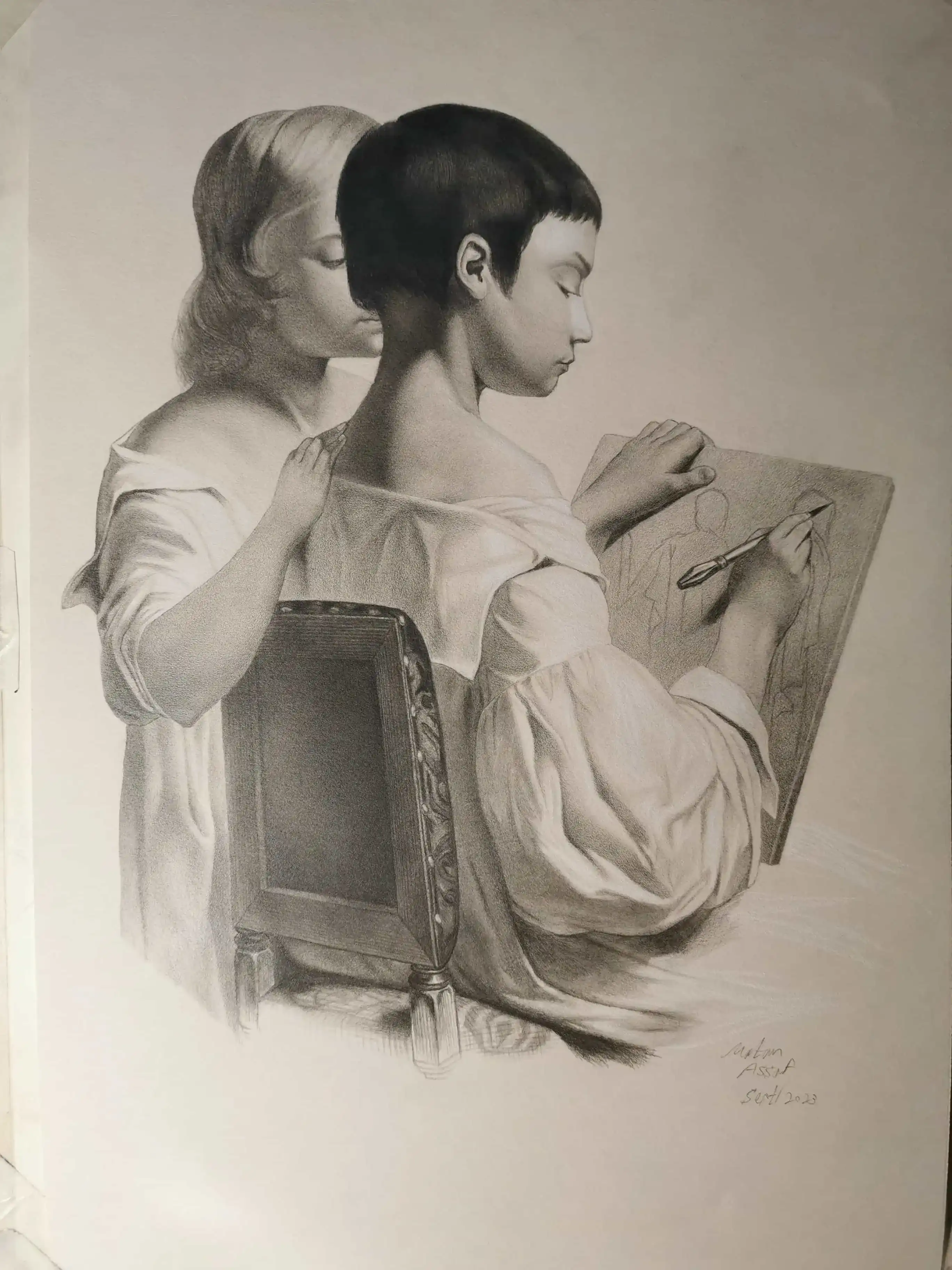 Academic pencil drawing Bernard-Romain Julien